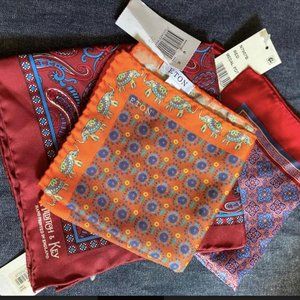 Bundle of 3 100% silk pocket squares Eton, Hilditch & Key, Bloomingdales